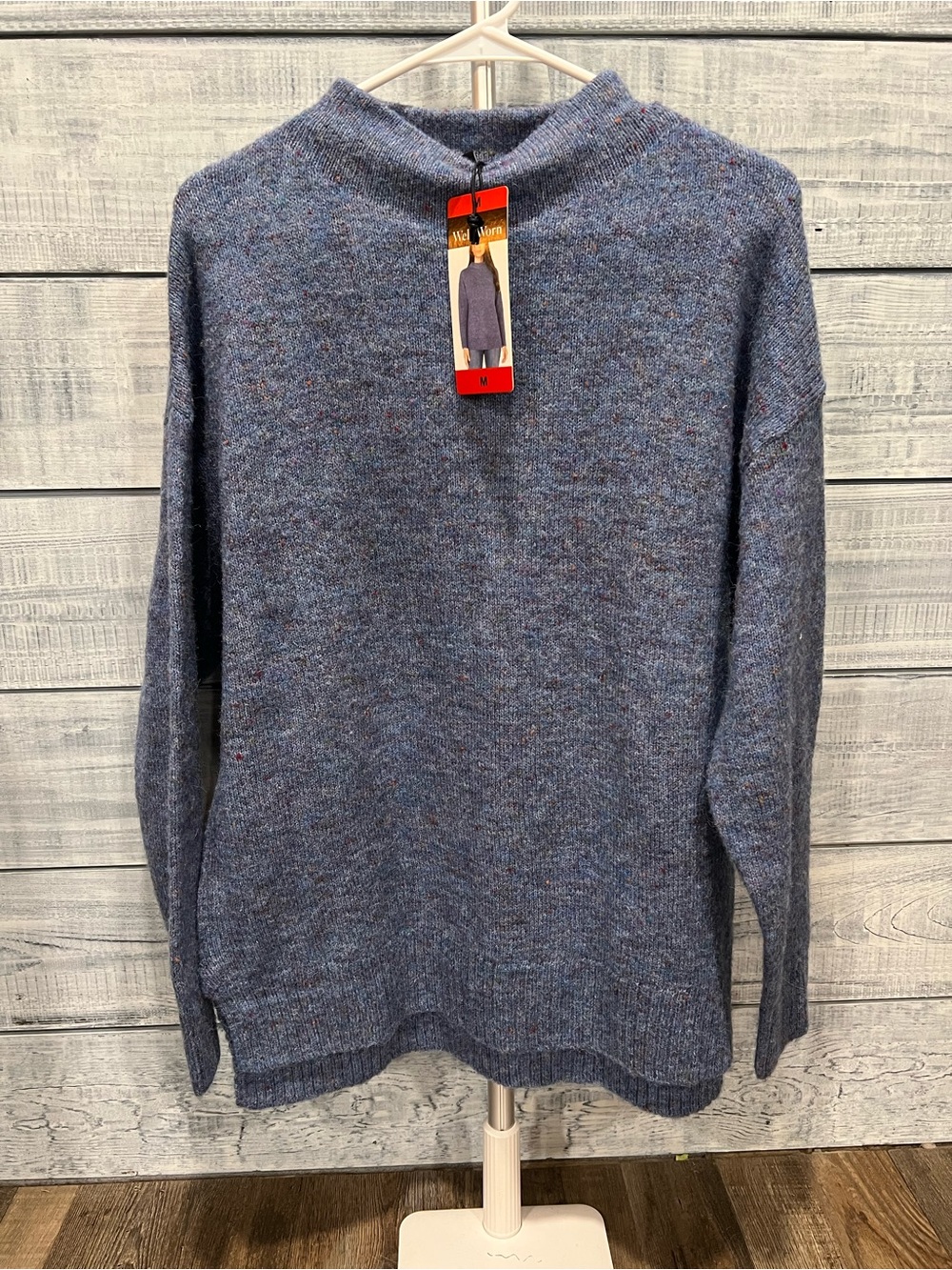 Well Worn Women’s Heathered Blue Crewneck Sweater